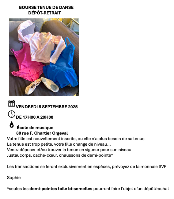 bourse tenue danse